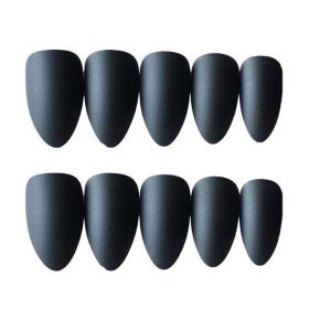 Cool False Fingernails Matte Black Artificial False Nails Tips Full Cover Sharp Fake Nails Nail Art