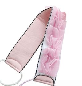 Exfoliating Back Mesh Strap Double Side Shower Loofah With Handle Men and Women; Pink