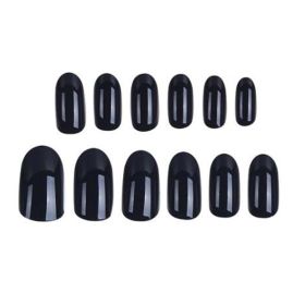 False Fingernails Black Artificial False Nails Tips Full Cover Fake Nails