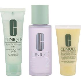 CLINIQUE by Clinique 3-Step Skin Care System (Skin Type 2): Liquid Facial Soap Mild 50ml + Clarifying Lotion 2 100ml + DD--3pcs