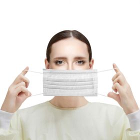 Disposable Face Protectors. Pack of 50 White Face Masks Disposable Protectors. 3-ply Adult Masks with Nose Bar. Face Guards with Adjustable Earloop fo