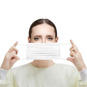 Face Masks Disposable One Size, White 4-Ply Polypropylene Disposable Face Masks 50 Pack