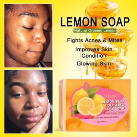 AILKE Natural Lemon Soap Bar, Lightening, Moisturizing, Reduce Dark Spots, Deep Clean, Oil Control, For All Skin Types