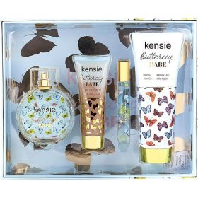 KENSIE BUTTERCUP BABE by Kensie EAU DE PARFUM SPRAY 3.4 OZ & BODY LOTION 6.8 OZ & BODY GLOW OIL 2.5 OZ & EAU DE PARFUM SPRAY 0.33 OZ MINI