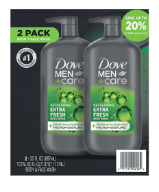 Dove Men+Care Body and Face Wash, Extra Fresh, 30 fl. oz., 2 pk.