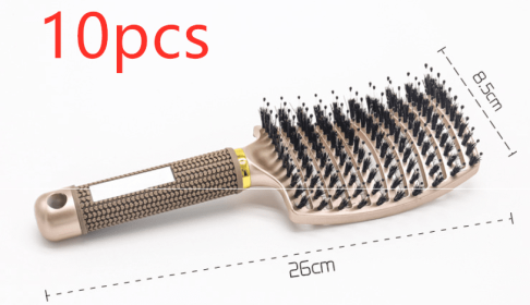 Hairbrush Anti Klit Brushy Haarborstel Women Detangler Hair Brush Bristle Nylon Scalp Massage  Teaser Hair Brush Comb (Option: Gold-Brush-10pcs)