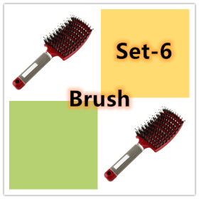 Hairbrush Anti Klit Brushy Haarborstel Women Detangler Hair Brush Bristle Nylon Scalp Massage  Teaser Hair Brush Comb (Option: Set 6-Brush-Set)