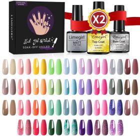 Limegirl Gel Nail Polish Kit Pink Glitter Pop Summer 40/24 Colors Semi-Permanent UV Led Gel Varnish Soak Nails (Color: ZH249-3)