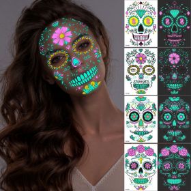 4 Sheets Halloween Temporary Tattoos Glow In Dark, Waterproof Tattoo Stickers (Color: 4PCS)