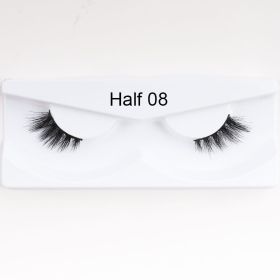 1Pair Mink Half Lashes Soft Thick Eye End Lengthening Faux Eyelashes Natural Long Handmade Eyelash Cross Curl 3D Lash For Makeup (Color: 08)