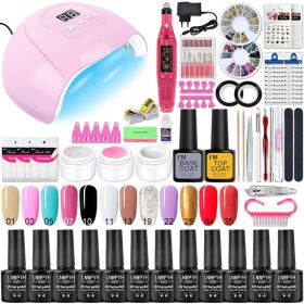 Manicure Set Poly Nail Gel Kit Professional Nail Set With Nail Lamp Acrylic Extension Gel Nail Polish All For Nail Gel Tools Kit (Color: X4 12 fixed color)