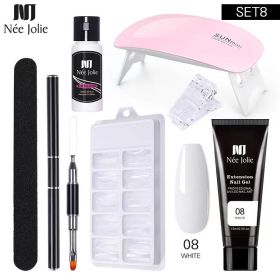 Nail Gel Set 6W LED Lamp Full Manicure Set Quick Extension Nail Kit Gel Building Polygels Set For Nails Tool Kit Nail Art Kit (Color: nine piece set 1)