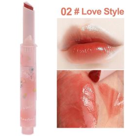 Jelly Mirror Lipstick Makeup Love Shape Waterproof Non-stick Cup Solid Lip Gloss Clear Long Lasting Moisturizing Lipstick Pen (Color: E02)