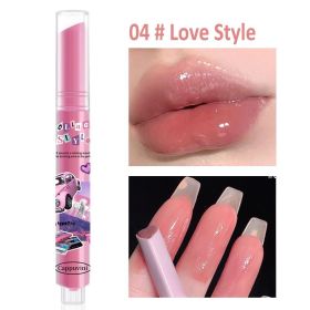 Jelly Mirror Lipstick Makeup Love Shape Waterproof Non-stick Cup Solid Lip Gloss Clear Long Lasting Moisturizing Lipstick Pen (Color: A04 Love Style)