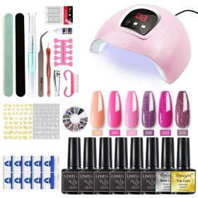 Nail Kit 8ml Gel Nail Polish with 6/54W UV LED Nail Lamp Semi-Permanent UV Varnish Soaked Gel Nail Polish Nail Starter Kit (Type: ZH143-1)