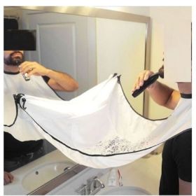 Waterproof Self Grooming Cloth with Suction Cups for Mirror - Men Shaving Beard Trimming Hair Catcher Cape (Color: White)