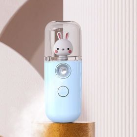 Face Mister Mini Handy Rechargeable Cute Rabbit Design Face Humidifier Facial Sprayer Moisturizing For Face; Daily Makeup; Skin Care Gift For Girls Wo (Color: Blue)