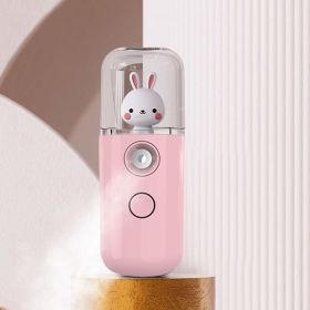 Face Mister Mini Handy Rechargeable Cute Rabbit Design Face Humidifier Facial Sprayer Moisturizing For Face; Daily Makeup; Skin Care Gift For Girls Wo (Color: Pink)