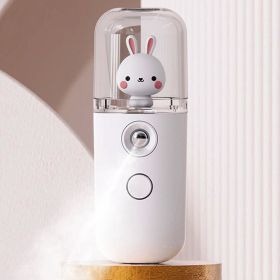 Face Mister Mini Handy Rechargeable Cute Rabbit Design Face Humidifier Facial Sprayer Moisturizing For Face; Daily Makeup; Skin Care Gift For Girls Wo (Color: White)