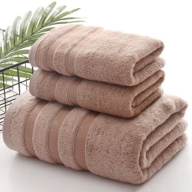 Linen Bath Towel Set 3 Pieces Soft and Absorbent;  Premium Quality 100% Cotton 1 Bath Towel 1 Hand Towel 1 Washcloth (Color: Brown)