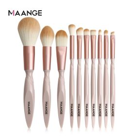 MAANGE 10 PCs Makeup Brush Set Eyebrow Brush Foundation Brush Multifunctional Beauty Tools Makeup Sets Cosmetics Full Set Brush (Handle Color: Skin)