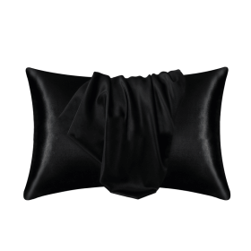 Silk Pillowcase for Hair and Skin, Mulberry Silk Pillow Cases 2Pack (Color: Black, size: 48X74cm)