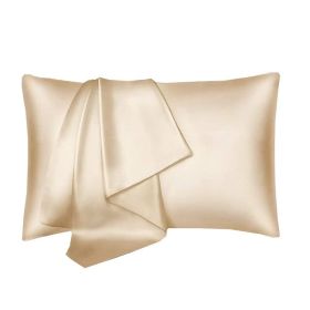 Silk Pillowcase for Hair and Skin, Mulberry Silk Pillow Cases 2Pack (Color: Light Tan, size: 48X74cm)