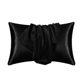 Silk Pillowcase for Hair and Skin, Mulberry Silk Pillow Cases 2Pack (Color: Black, size: 50x75cm)