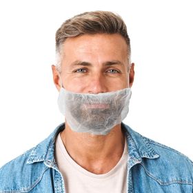 White Disposable Beard Nets for Men (material: Poly, Color: Clear)