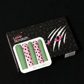 Love Scratch 10PCs Pink & Green Extra Long Cartoon Handmade Press-on Nails (size: M)