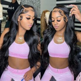 HD Transparent Body Wave 13x6 13x4 Lace Front Gluless Human Hair Wigs Brazilian 30 40 Inch 360 Lace Frontal Wig For Black Women (Stretched Length, Density: 30inches, 180 Density, Color: 13x4 HD Lace Wig)