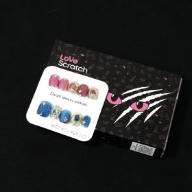 Love Scratch 10PCs Blue & Pink Short Shining Handmade Press-on Nails (size: S)