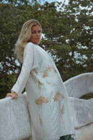 The Royal Silk Robe in Azulik Flowers (size: L-XL)