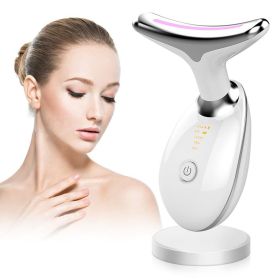 Face and Neck Massager 3 Colors EMS Beauty Device Lifting Tighten Facial Massagers Wrinkle Remover Reduce Double Chin Devices for Woman (Color: White)