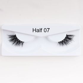 1Pair Mink Half Lashes Soft Thick Eye End Lengthening Faux Eyelashes Natural Long Handmade Eyelash Cross Curl 3D Lash For Makeup (Color: 07)