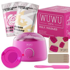 Waxing kit 11 items, WUWUVISTA Hair Removal Hard Wax Kit for Women Men with Wax Warmer&Wax Beads for Full Body/Face/Brazilian/Bikini/Sensitive Skin (Color: Pinkish purple)