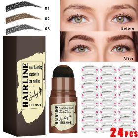 Eyebrow Stamp Stencil Kit, 24 Pc Eyebrow Shaping Stencils, Long-lasting Eyebrow Brow Definer, Perfect Make-up Reusable Kit (Color: Dark Gray+24 Cards)