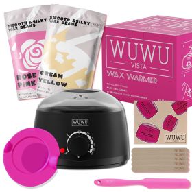 Waxing kit 11 items, WUWUVISTA Hair Removal Hard Wax Kit for Women Men with Wax Warmer&Wax Beads for Full Body/Face/Brazilian/Bikini/Sensitive Skin (Color: Black)