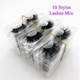 Wholesale 20/30/40/50Pairs Eyelashes 3D Mink Lashes Handmade Fluffy Dramatic Lashes Cruelty Free False Eyelashes Makeup Lashes (Color: Random Mix10, size: 50pairs)