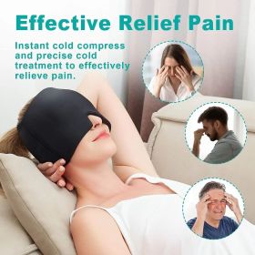 360Â° Massage Migraine Relief Hat Stress Relief Eye Mask Gel Hot Cold Therapy Headache Pain Relief Cap  Ice Head Wrap for Headache and Puffy Eyes (Color: Black)