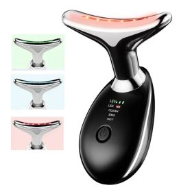 Facial Massager Neck Facial Beauty Device 3 Color EMS Microcurrent Skin Rejuvenation Massagers Lifting Tighten Skin Care Tool Anti Wrinkle Double Chin (Color: Black)