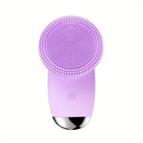 CONESN Electric Facial Cleansing Brush,Silicone Facial Cleansing Brush, Electric Silicone Face Brush, Sonic Facial Cleansing Brush For Makeup Remover (material: ABS+Silicone, Color: Purple)