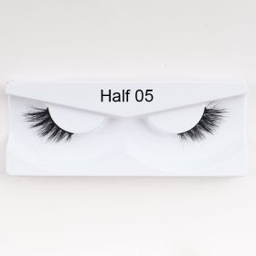 1Pair Mink Half Lashes Soft Thick Eye End Lengthening Faux Eyelashes Natural Long Handmade Eyelash Cross Curl 3D Lash For Makeup (Color: 05)