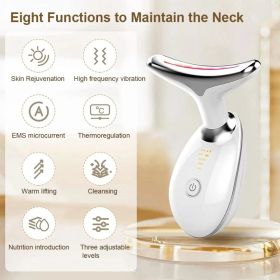 Facial Massager Neck Facial Beauty Device 3 Color EMS Microcurrent Skin Rejuvenation Massagers Lifting Tighten Skin Care Tool Anti Wrinkle Double Chin (Color: White)