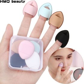 10 Pcs Mini Finger Puff Foundation Powder Detail Makeup Sponge Face Concealer Cream Blend Cosmetic Accessories Makeup Tools (Color: Blue)