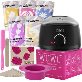 WUWUVISTA Waxing Kit 19 items, Hair Removal Hard Wax Kit with Wax Machine&Wax Beans for Face/Brazilian/Full Body/Bikini/Sensitive Skin (Color: Black)