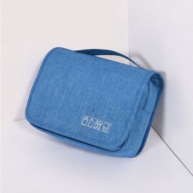 Travel Hanging Toiletry Bag Travel Kit Shaving Bag Waterproof Large Makeup Bag Wash Bag Makeup Organizer Cosmetic Case Puffy Makeup Cosmetic Bag Organ (Color: Blue)