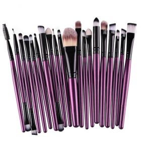 20Pcs Makeup Brushes Set Professional Plastic Handle Soft Synthetic Hair Powder Foundation Eyeshadow Make Up Brushes Cosmetics (Handle Color: Purple)