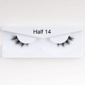 1Pair Mink Half Lashes Soft Thick Eye End Lengthening Faux Eyelashes Natural Long Handmade Eyelash Cross Curl 3D Lash For Makeup (Color: 14)